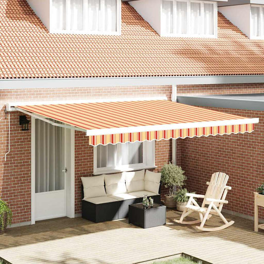 Einziehbare Markise Gelb, Orange 400 × 300 cm Stoff, Metall