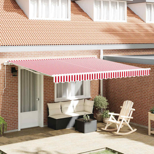 Einziehbare Markise Rot und Weiß 400 × 300 cm Polyester