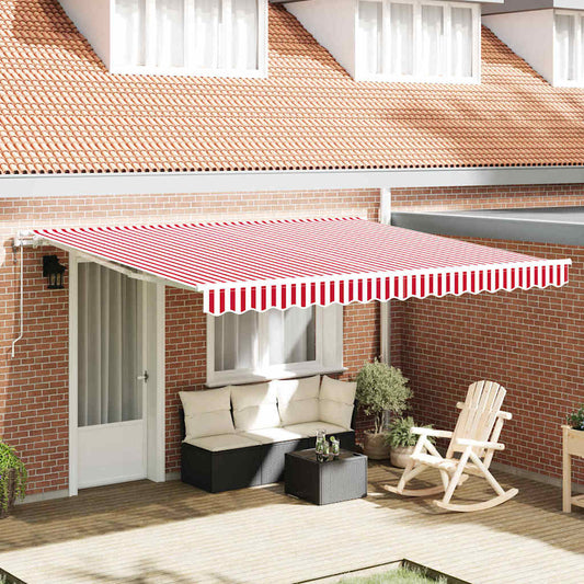 Einziehbare Markise 400 × 300 cm Rot und Weiß