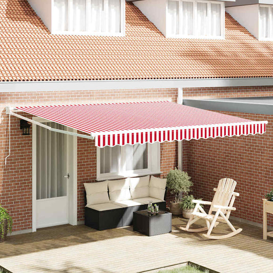 Einziehbare Markise Rot und Weiß 400 × 300 cm Polyester