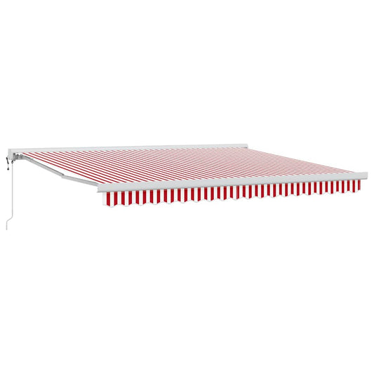 Einziehbare Markise Rot und Weiß 400 × 300 cm Stoff, Metall