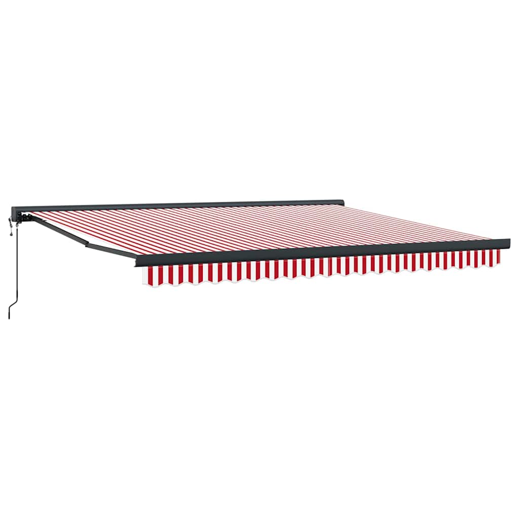 Einziehbare Markise Rot und Weiß 400 × 300 cm Stoff, Metall