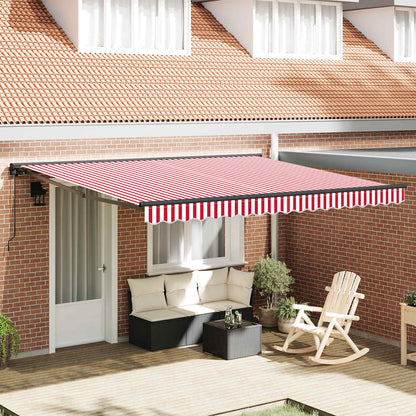Einziehbare Markise Rot und weiße Streifen 400x300 cm Stoff