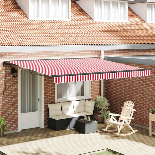 Einziehbare Markise Rot und weiße Streifen 400x300 cm Stoff