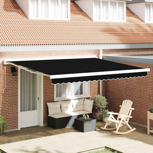 Einziehbare Markise Schwarz 400 × 300 cm Stoff, Metall