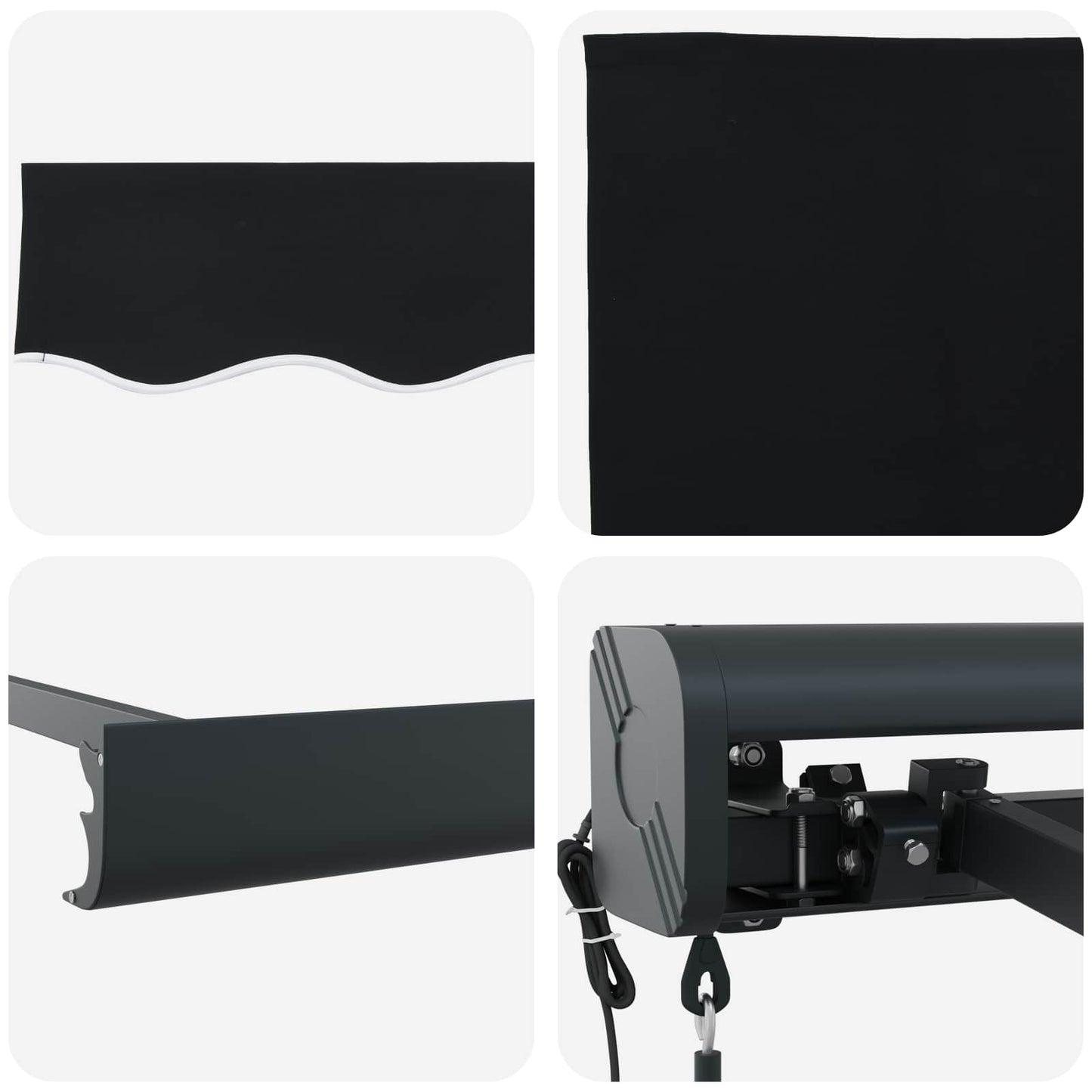 Einziehbare Markise Schwarz 400 × 300 cm Stoff, Metall