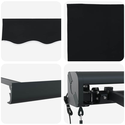 Einziehbare Markise Schwarz 400 × 300 cm Stoff, Metall