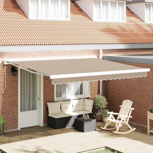 Einziehbare Markise Beige 400 × 300 cm Stoff, Metall
