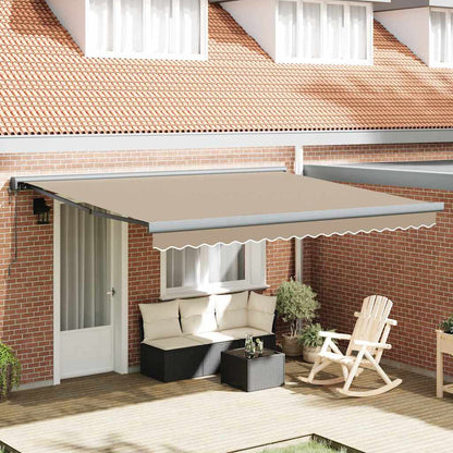 Einziehbare Markise Beige 400 × 300 cm Stoff, Metall