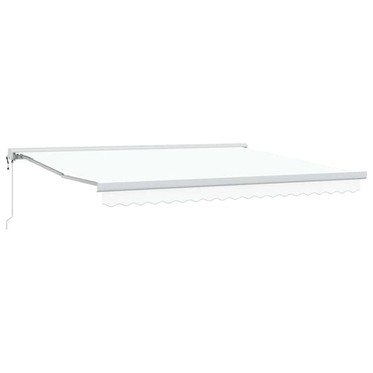 Einziehbare Markise Weiß 400 x 300 cm Stoff und Metall