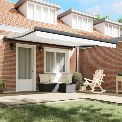 Einziehbare Markise Weiß 400 × 300 cm Stoff, Metall