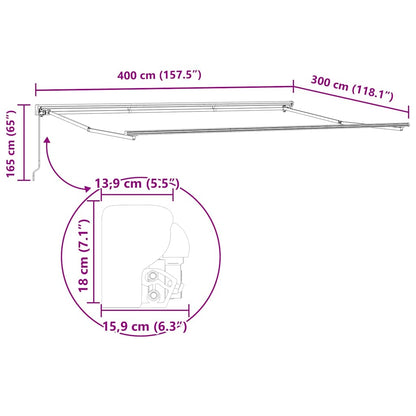 Einziehbare Markise Weiß 400x300 cm Stoff