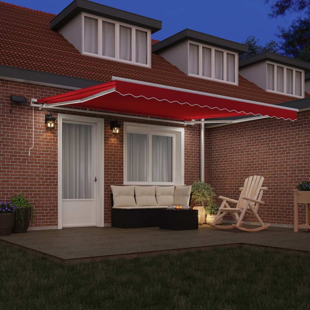 Einziehbare Markise mit Rot 400 x 300 cm Stoff