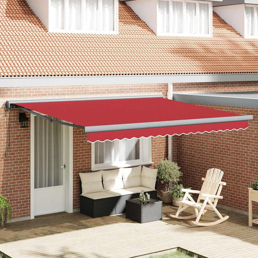 Einziehbare Markise Rot 400 × 300 cm Stoff, Metall