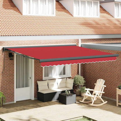 Einziehbare Markise Rot 400 × 300 cm Stoff, Metall