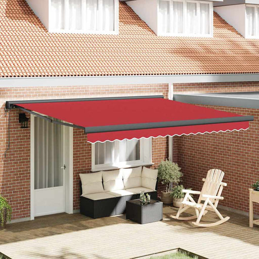 Einziehbare Markise Rot 400 × 300 cm Stoff, Metall