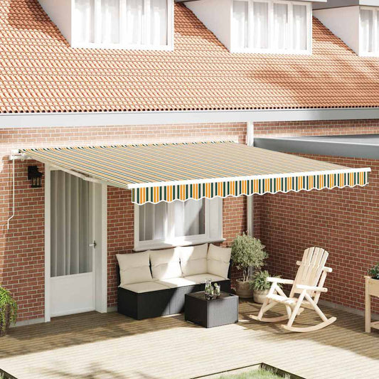 Einziehbare Markise Grün und Gelb 400 × 300 cm Polyester