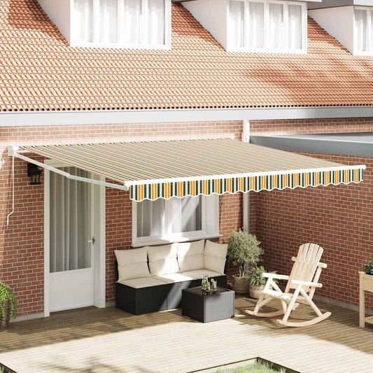 Einziehbare Markise Grün und Gelb 400 × 300 cm Polyester