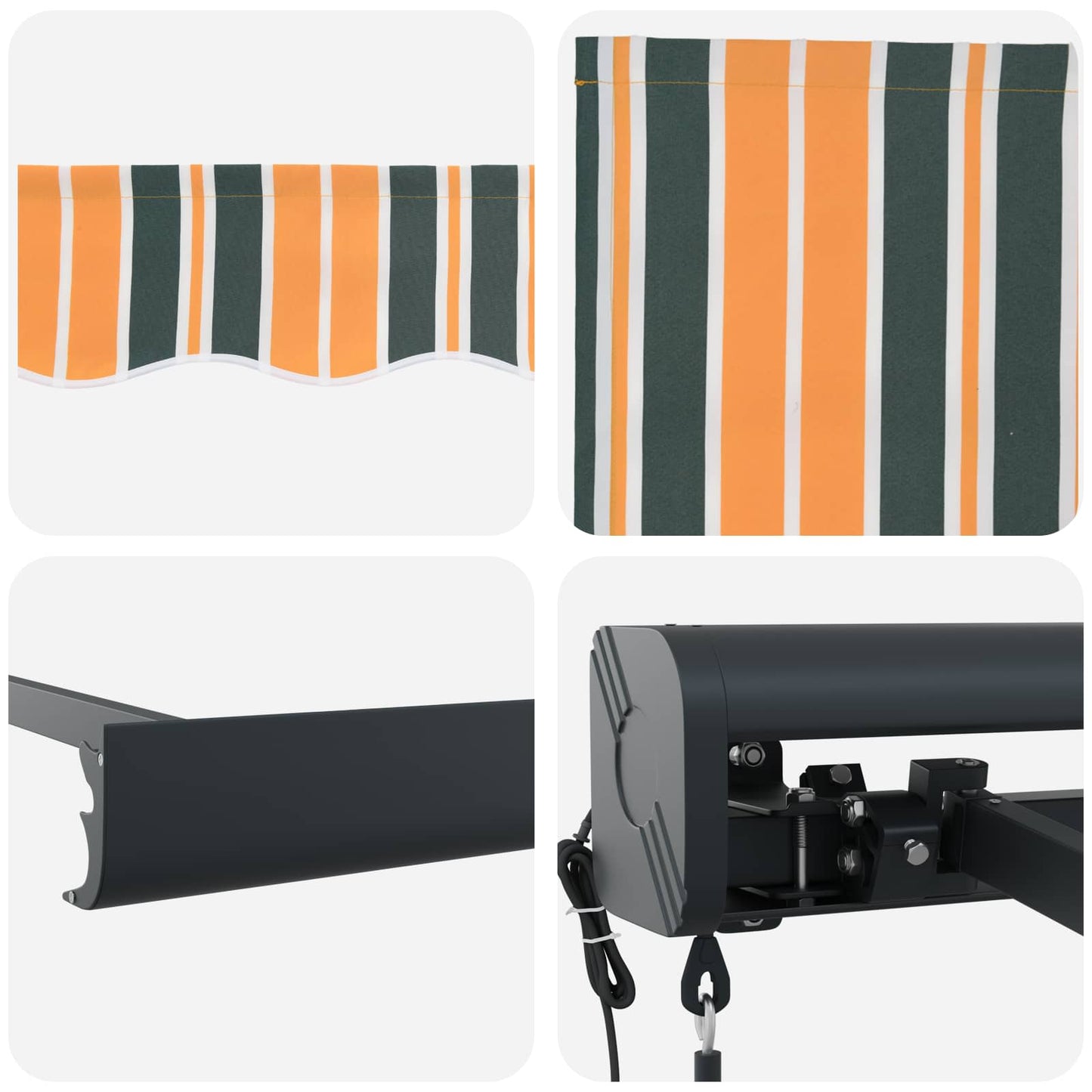 Einziehbare Markise Grün und Gelb 400 × 300 cm Stoff, Metall