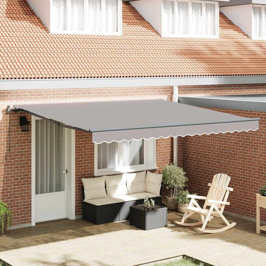 Einziehbare Markise Hellgrau 400 × 350 cm Stoff