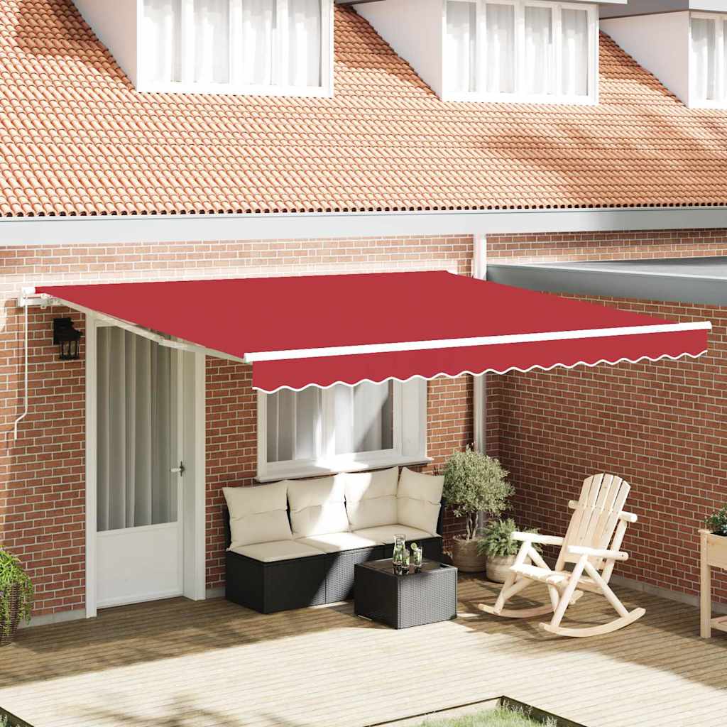 Einziehbare Markise Rot 400 × 350 cm Stoff, Metall