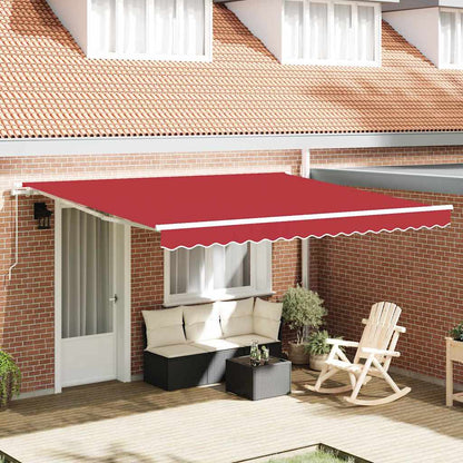 Einziehbare Markise Rot 400 × 350 cm Stoff, Metall