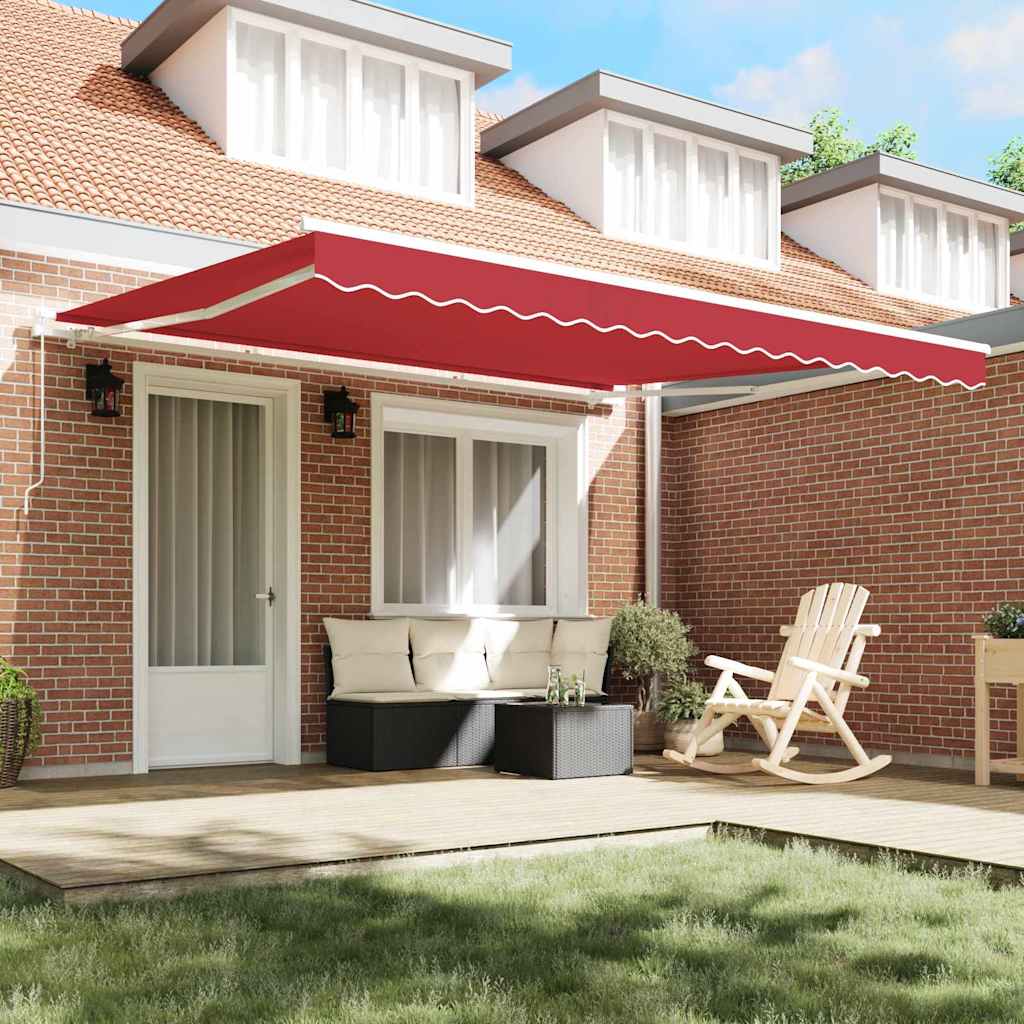 Einziehbare Markise Rot 400 × 350 cm Stoff, Metall