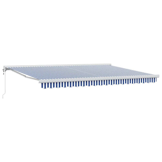 Einziehbare Markise Blau und weiß 450 × 300 cm Stoff, Metall