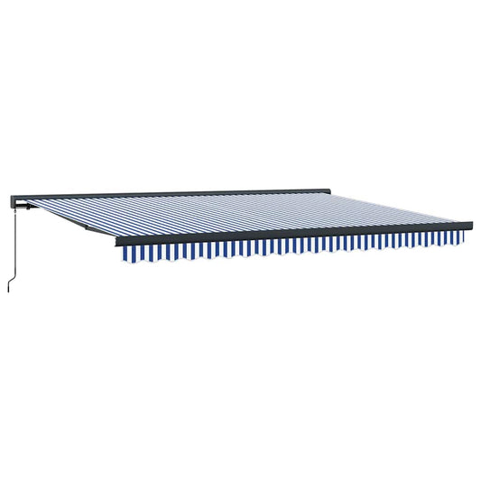 Einziehbare Markise Blau und Weiß 450 x 300 cm Stoff und Metall