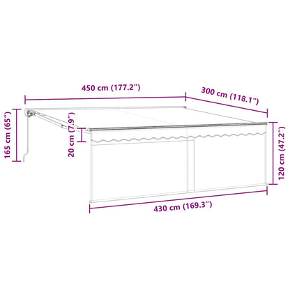 Einziehbare Markise Blau und weiß 450 × 300 cm Stoff