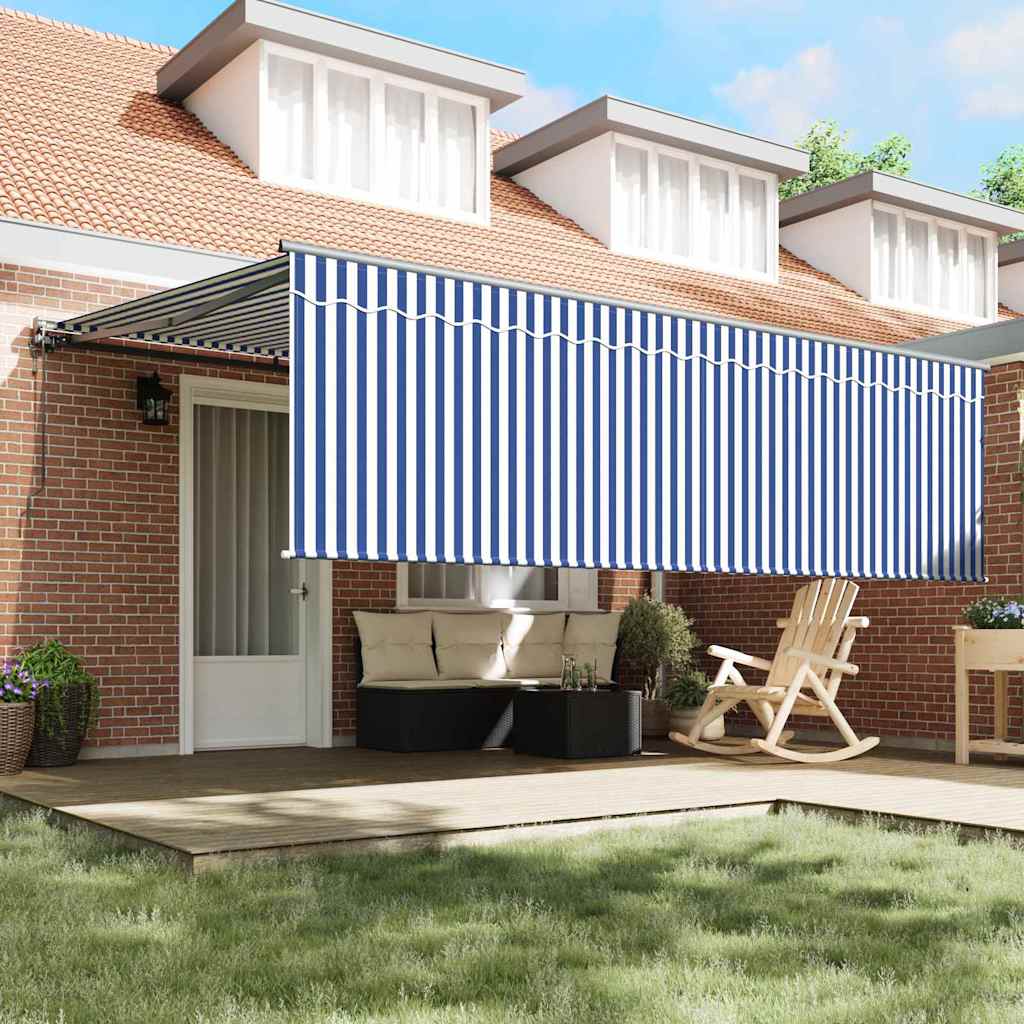 Einziehbare Markise Blau und weiß 450 × 300 cm Stoff