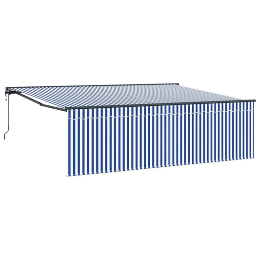 Einziehbare Markise Blau und weiß 450 × 300 cm Stoff