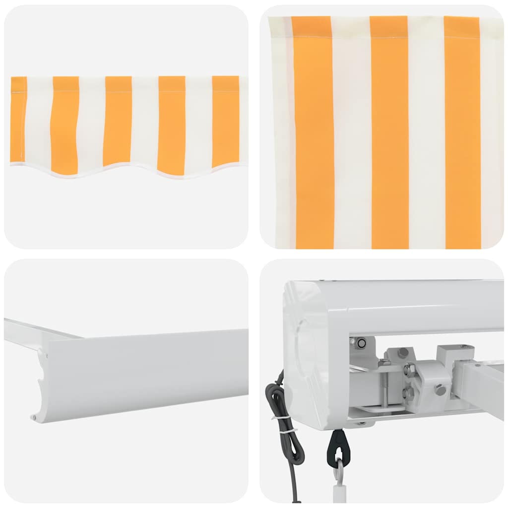 Einziehbare Markise Orange und Weiß 450 × 300 cm Stoff, Metall