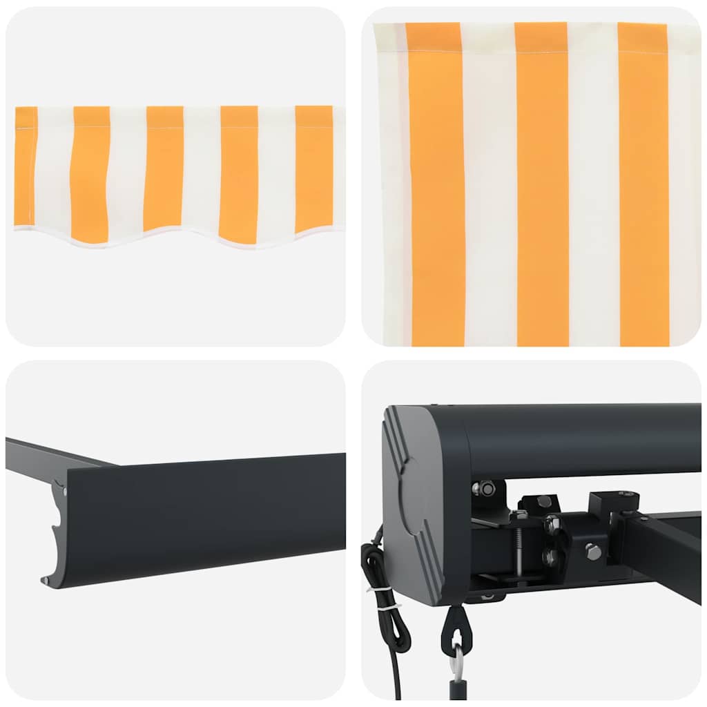 Einziehbare Markise Orange und Weiß 450 × 300 cm Stoff, Metall