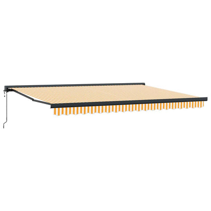 Einziehbare Markise Orange und Weiß 450 × 300 cm Stoff, Metall