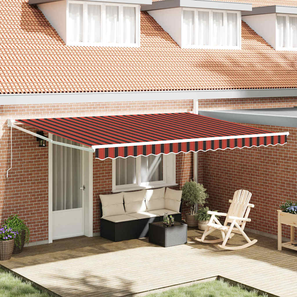 Einziehbare Markise Orange und Braun 450 × 300 cm Stoff, Metall