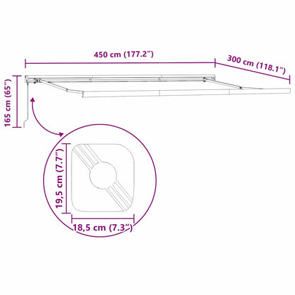 Einziehbare Markise Orange und Braun 450 × 300 cm Stoff, Metall