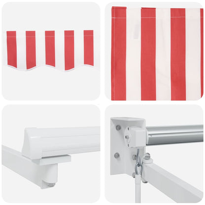 Einziehbare Markise Rot, weiß 450 × 300 cm Stoff