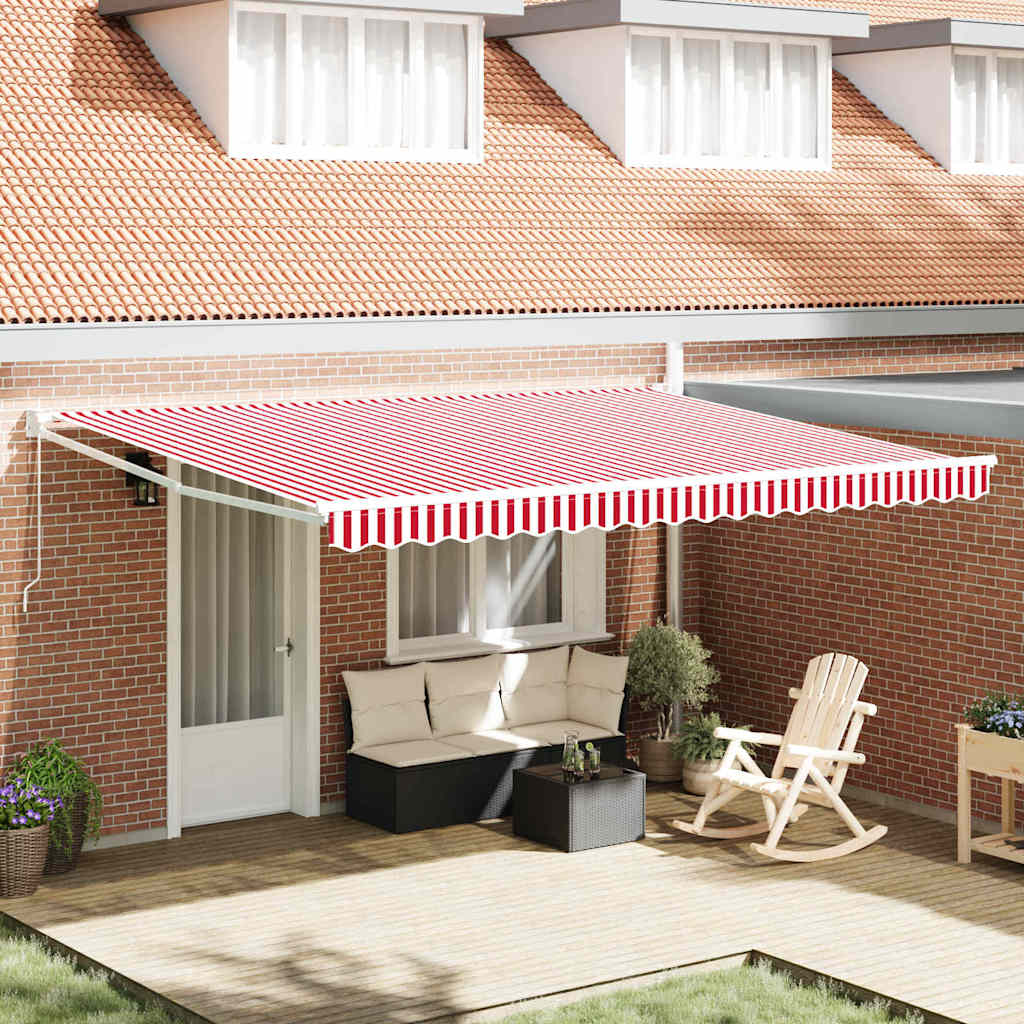 Einziehbare Markise Rot, weiß 450 × 300 cm Stoff