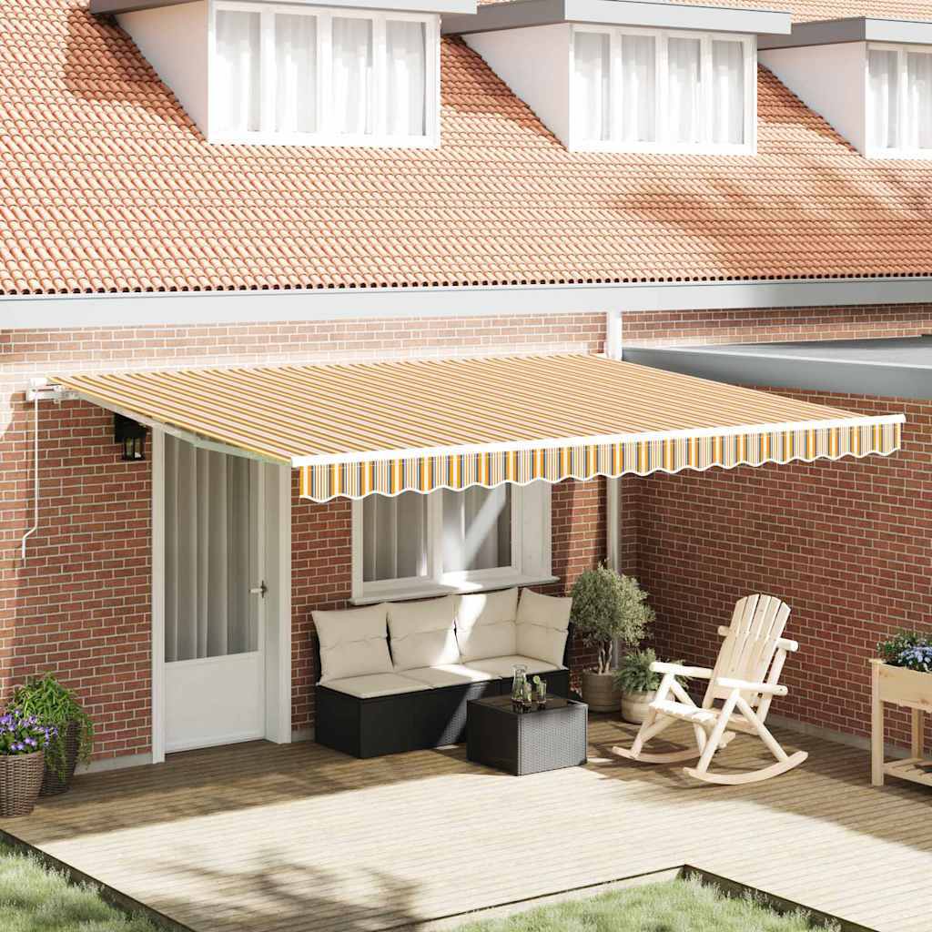 Einziehbare Markise Mehrfarbig 450 × 300 cm Polyester, Metall