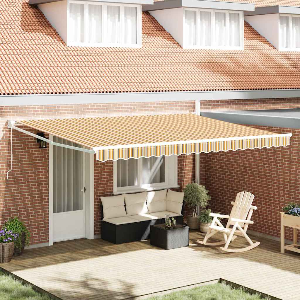 Einziehbare Markise Mehrfarbig 450 × 300 cm Polyester, Metall