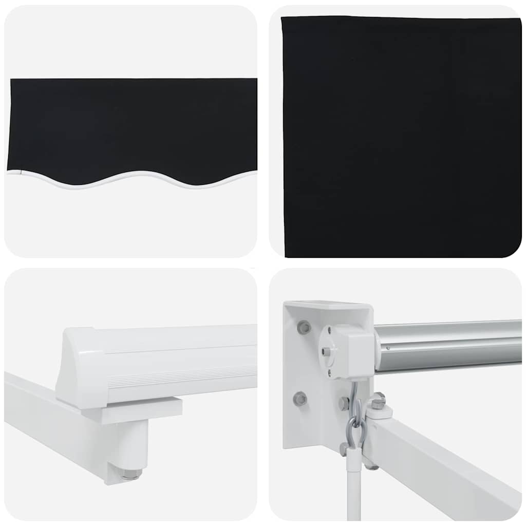 Einziehbare Markise Schwarz 450 × 300 cm Polyester, Metall
