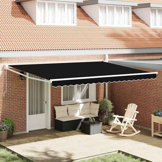 Einziehbare Markise Schwarz 450 × 300 cm Polyester, Metall