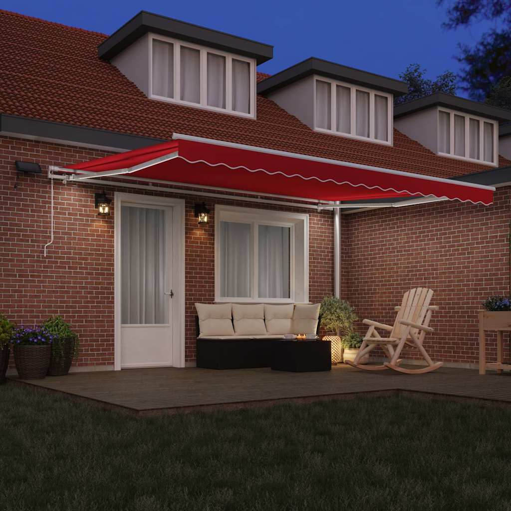 Einziehbare Markise mit Rot 450 x 300 cm Stoff