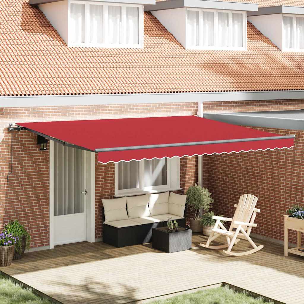 Einziehbare Markise Manuell Rot 450 × 300 cm Stoff