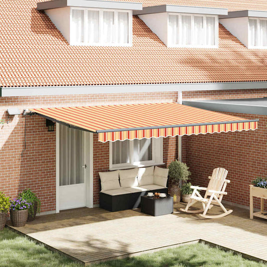 Einziehbare Markise Gelb und Orange 450 × 350 cm Stoff