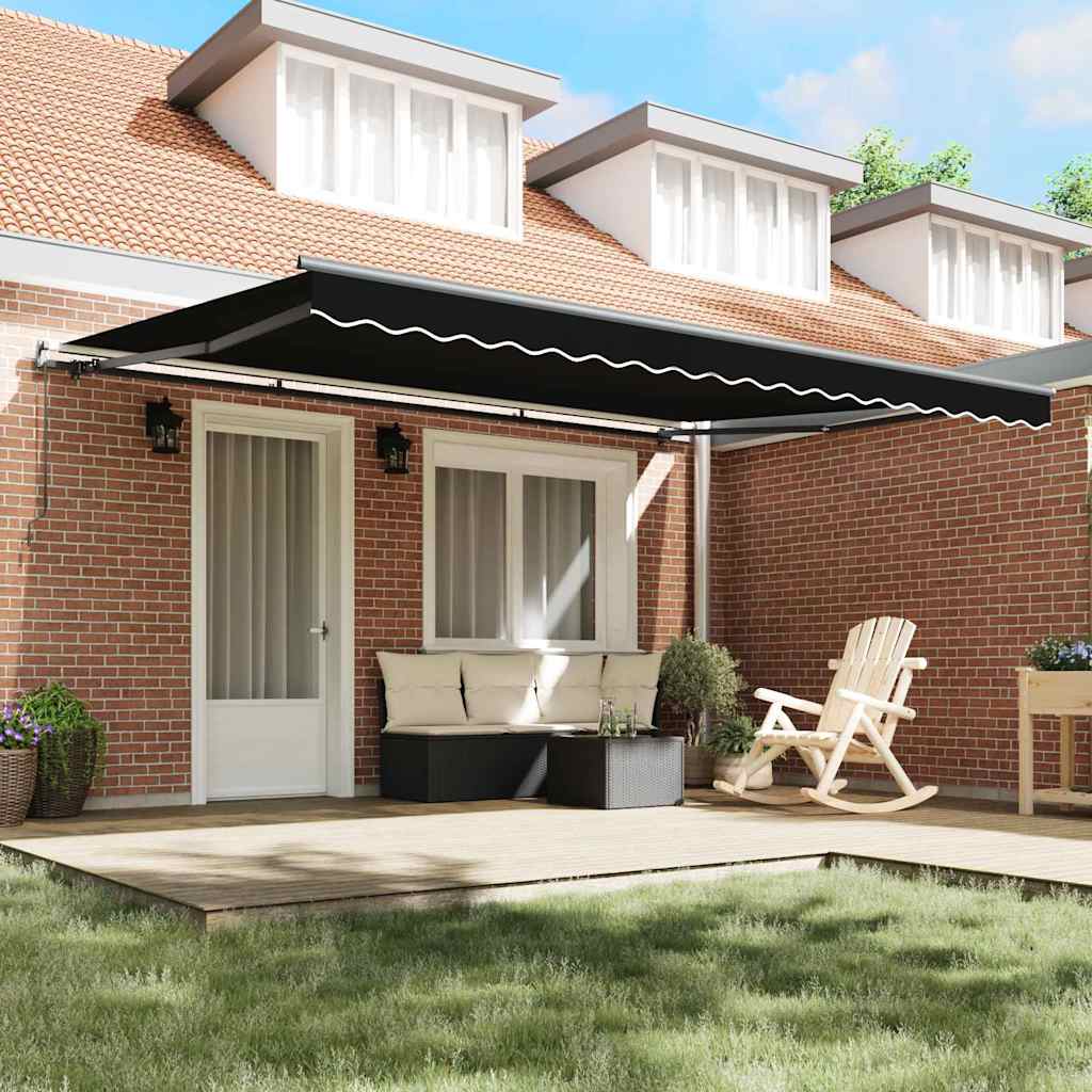 Einziehbare Markise Manuell Schwarz 450 × 350 cm Stoff