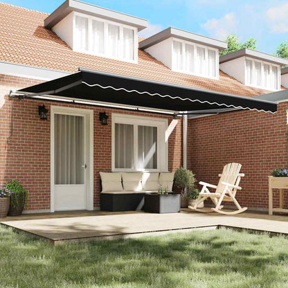 Einziehbare Markise Manuell Schwarz 450 × 350 cm Stoff