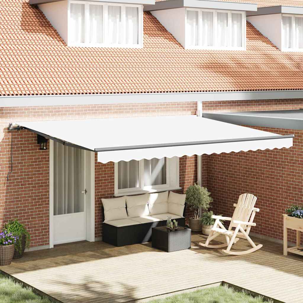 Einfahrbare Markise Weiß Weiß 450 × 350 cm Stoff