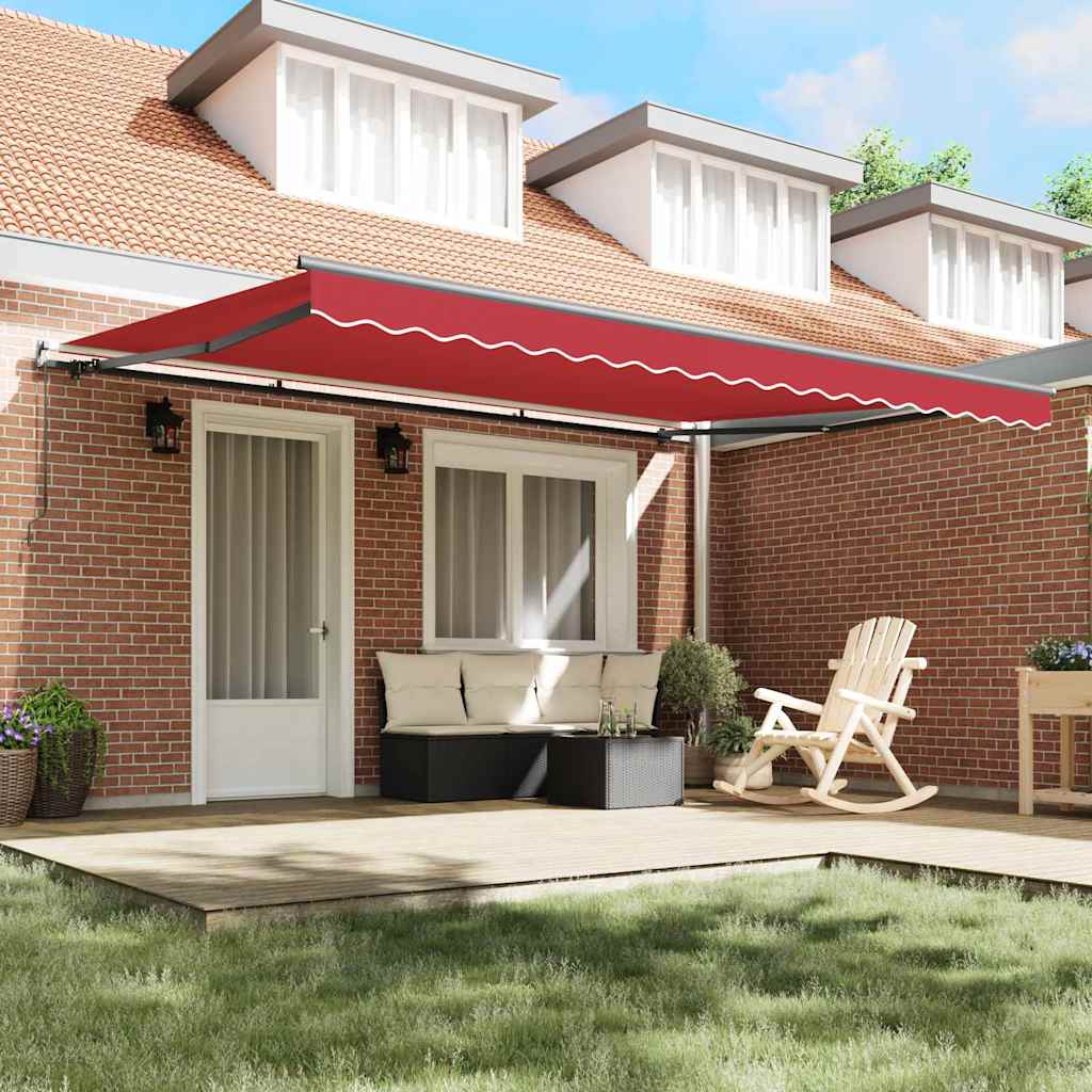 Einfahrbare Markise Rot Manuell Rot 450 × 350 cm Stoff